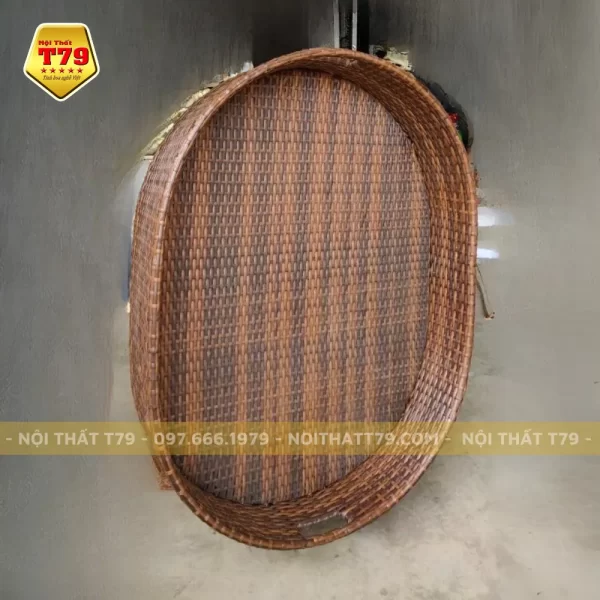 khay nổi hình oval nâu cafe